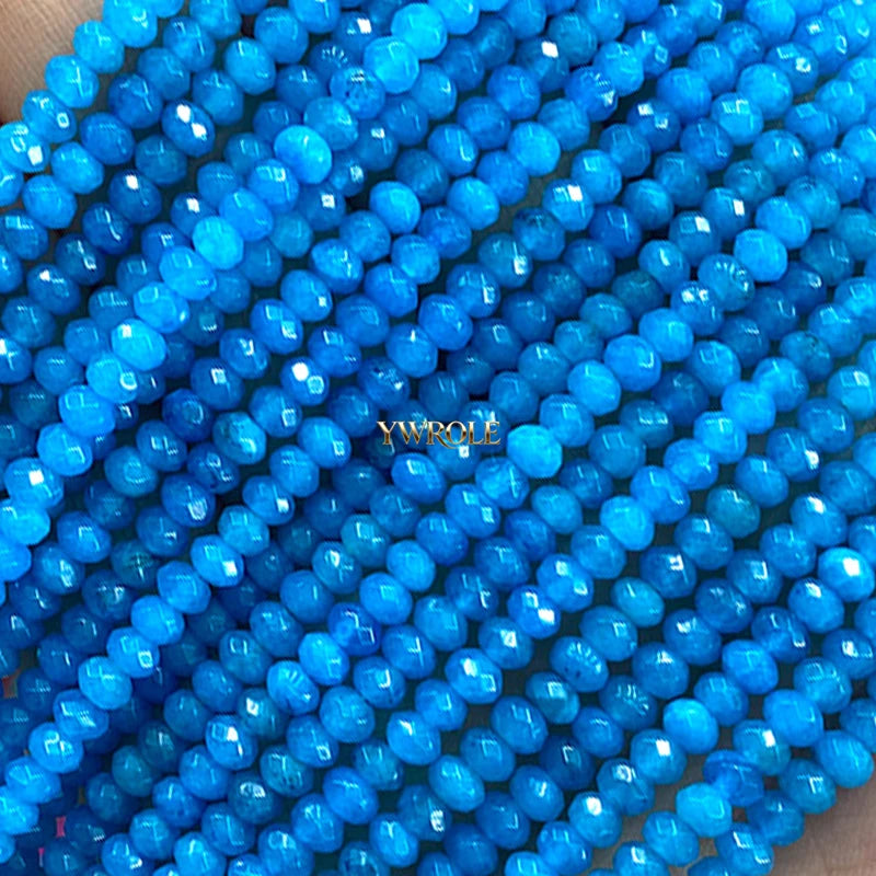 3x4mm Rondelle Faceted Natural Stone Chalcedony Tourmaline Color Loose Spacer Beads for Jewelry Making Diy Bracelet Accessories