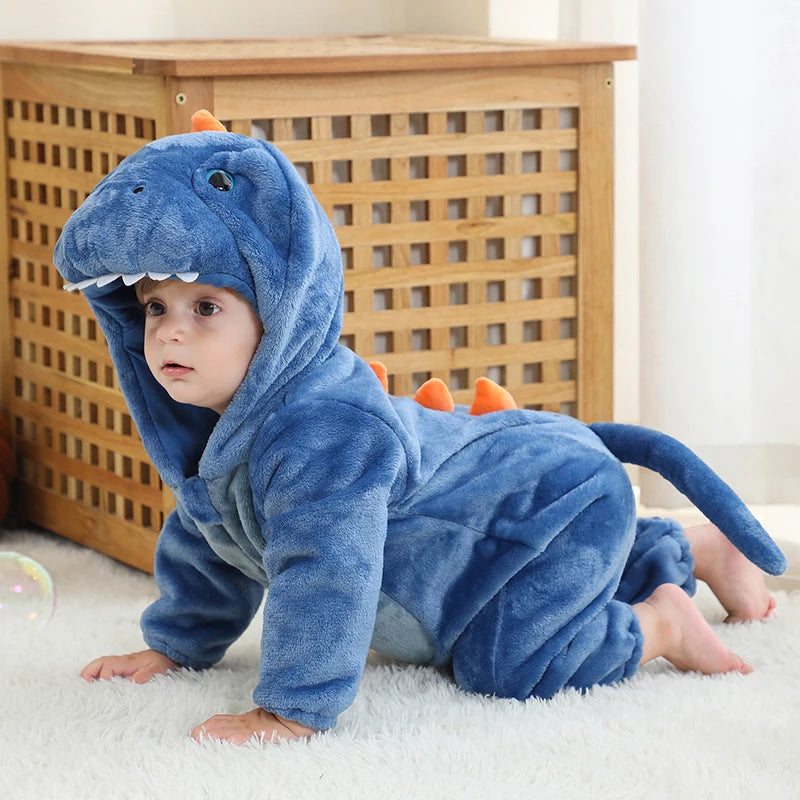 MICHLEY Carnival Dinosaur Baby Winter Costume Rompers Clothes Cute Cartoon Jumpsuit Bodysuit Overall Unicorn For Girls Boys Kid