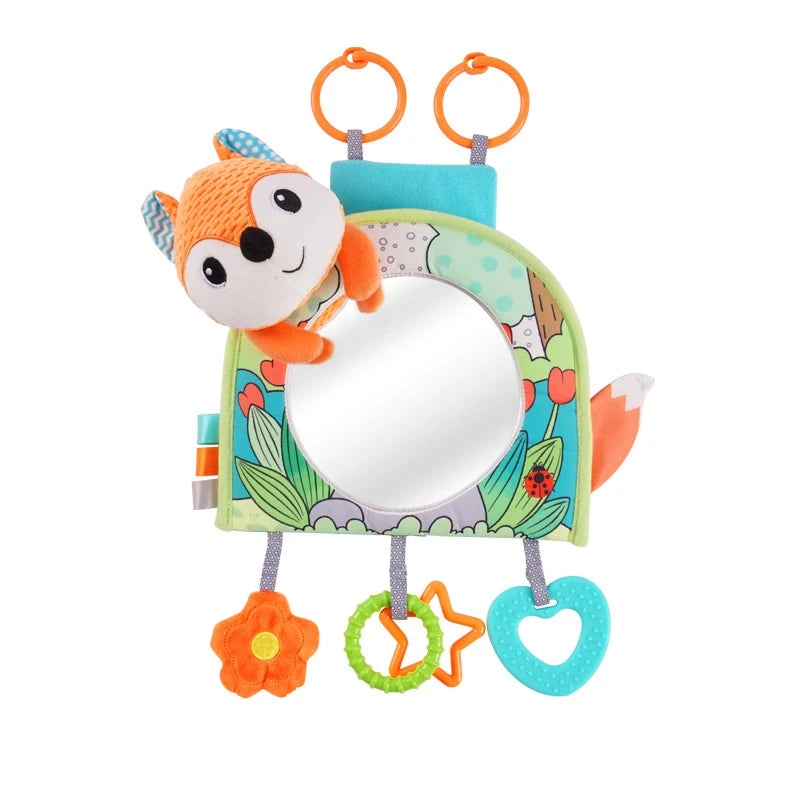 Baby Mirror Car Seat Toys Rear Teether and Crinkle Pape Fun Travel Infant Tummy Time Toys Babies Carseat Toy for Newborns Gifts