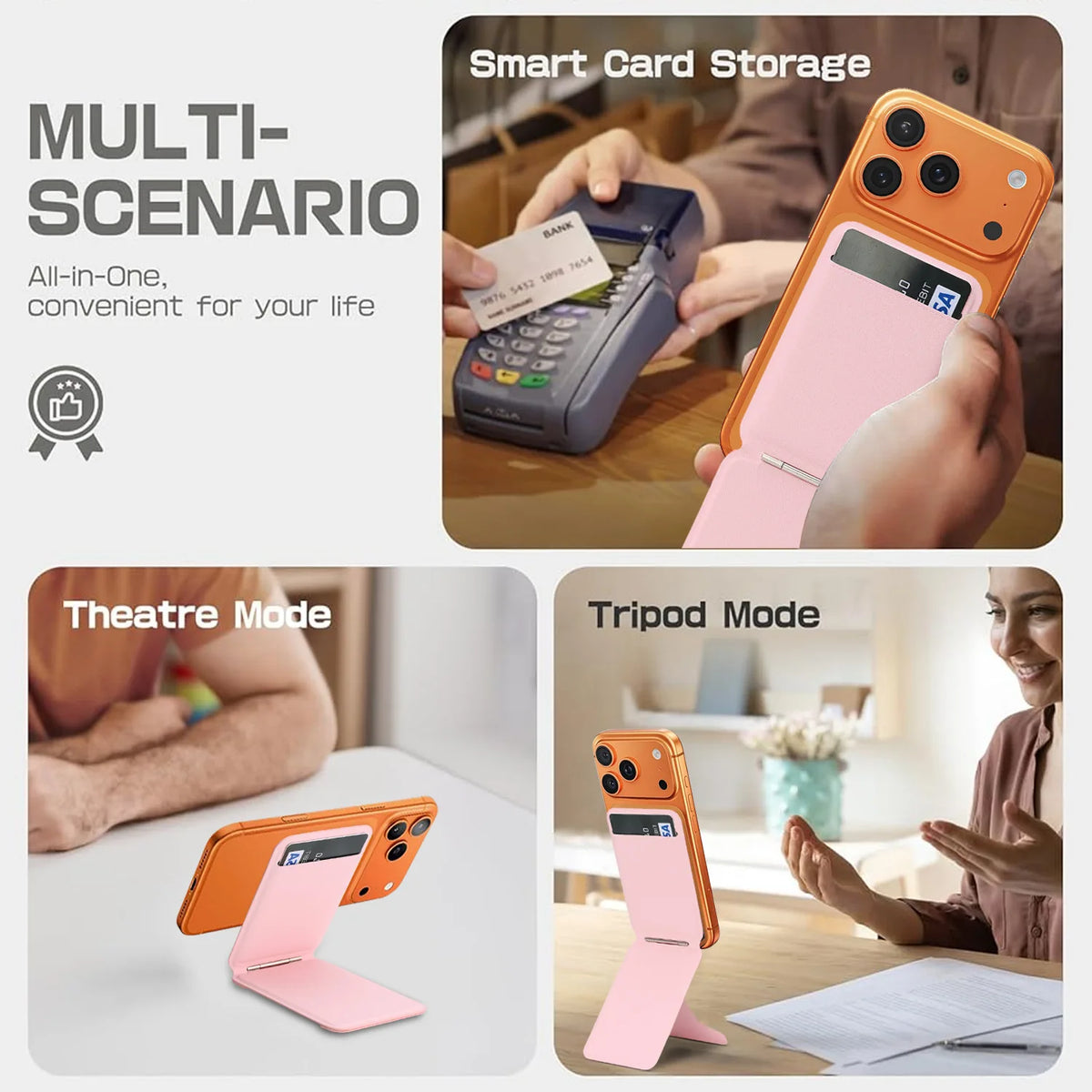 Functional Magnetic Card Holder Adjustable Stand Selfie Stick Compatible with MagSafe Card Holder