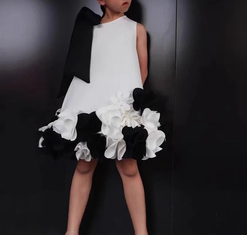 Baby Girl Princess 3D Flower Sleeveless Dress Infant Toddler Child Bow Elegant Vestido Party Birthday Baby Summer Clothes 1-10Y
