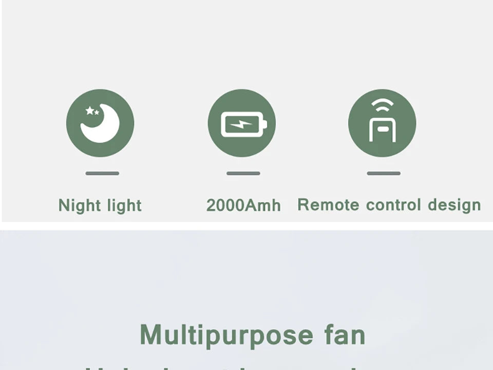 Remote Control Floor Table Air Cooler Mini Portable Wireless Ceiling Fan 360° Rotation 3-speed Wind For Camping Home Night Light