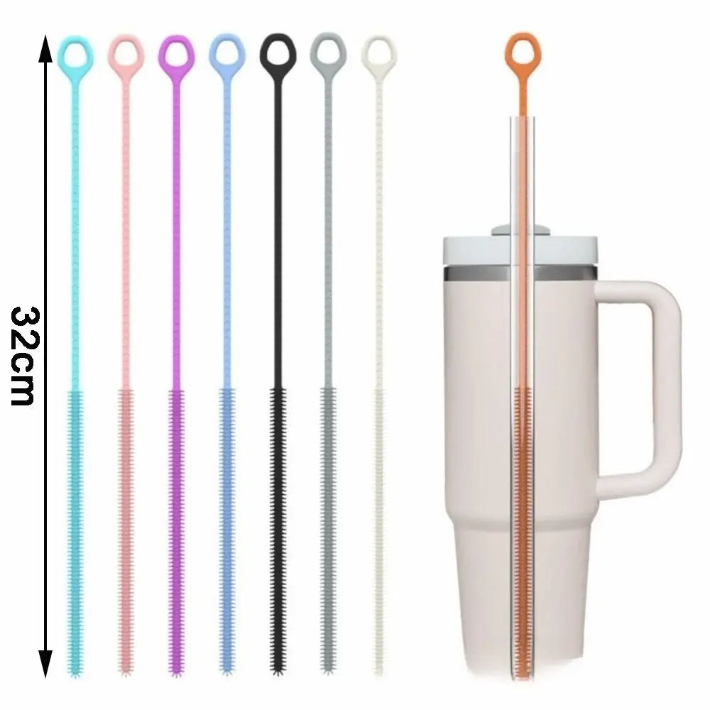 32cm Extended Version Silicone Straw Brush 6mm 8mm Thick Silicone Extra Long Brush Bendable Bottle Brush for Pacifier