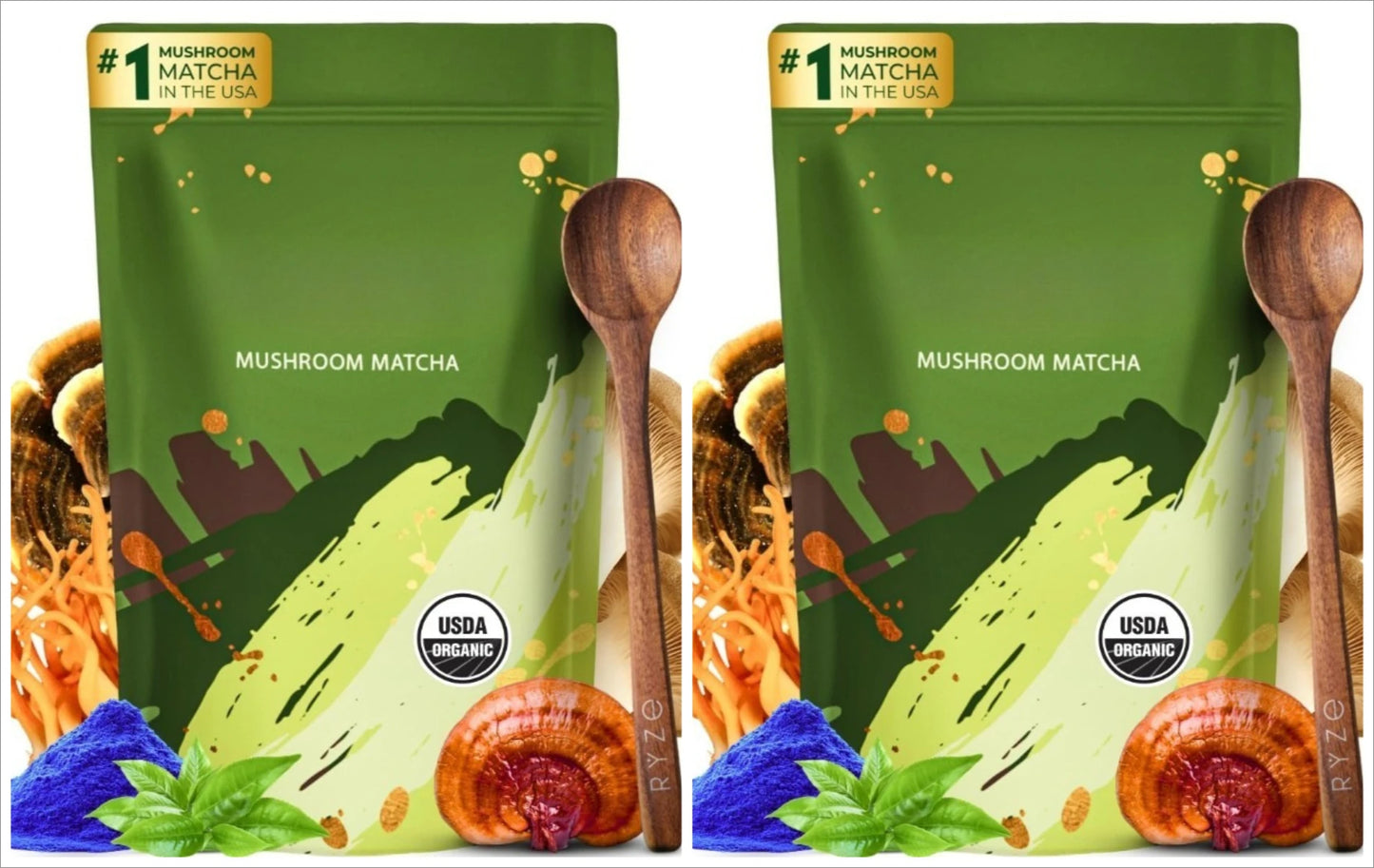 Organic Mushroom Matcha Supplement with Ganoderma Lucidum Lion’s Mane 180g of Natural Nutrients