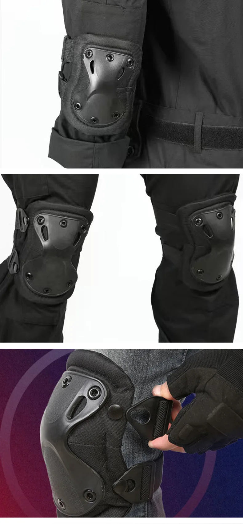 4Pcs Tactical Knee & Elbow Pads Set,Outdoor Protective Gear for Cycling, Mountaineering, Hiking & All Outdoor Sports