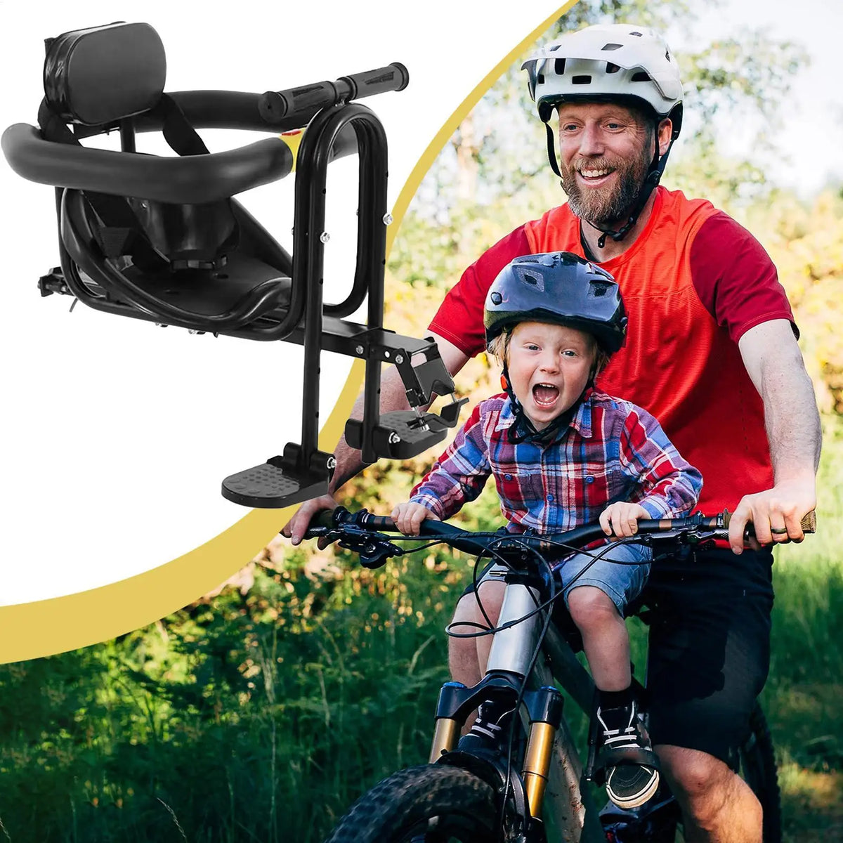 Front Mounted Child Bike Seat Easy Installation Kids Bike Seat with Guardrail Cycling Accessory Padded Padding