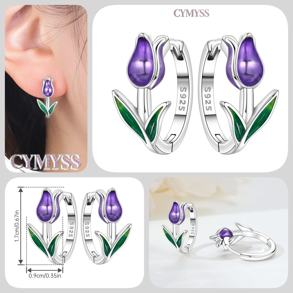 925 Sterling Silver Needle Iris Flower Hoop Earrings for Women Original Elegant Versatile Jewelry Birthday Party Fine Gift 2026