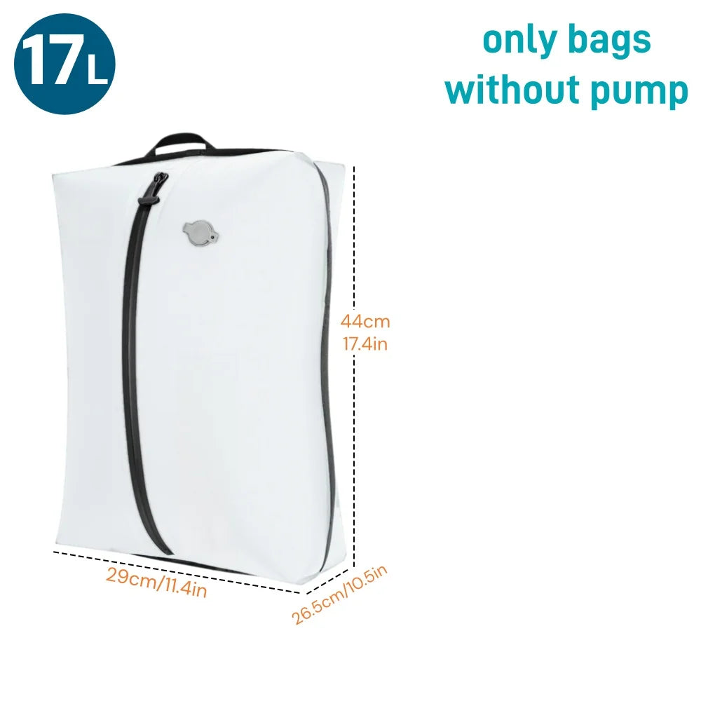 17L Vacuum Storage Bags for Travel, Space Saver Compression Bags for Suitcase, Travel Essentials Packing Bags for Clothes Blanke