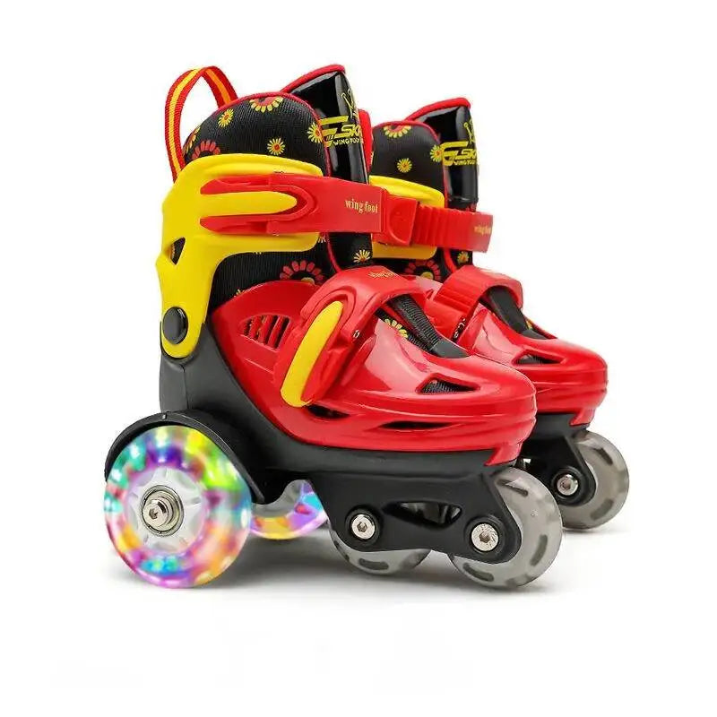 27-34 Children Skates High Elastic PU Inline Adjustable Skate Three-wheel Roller Skates For Age 2-8 Kids Beginners Skating Shoes