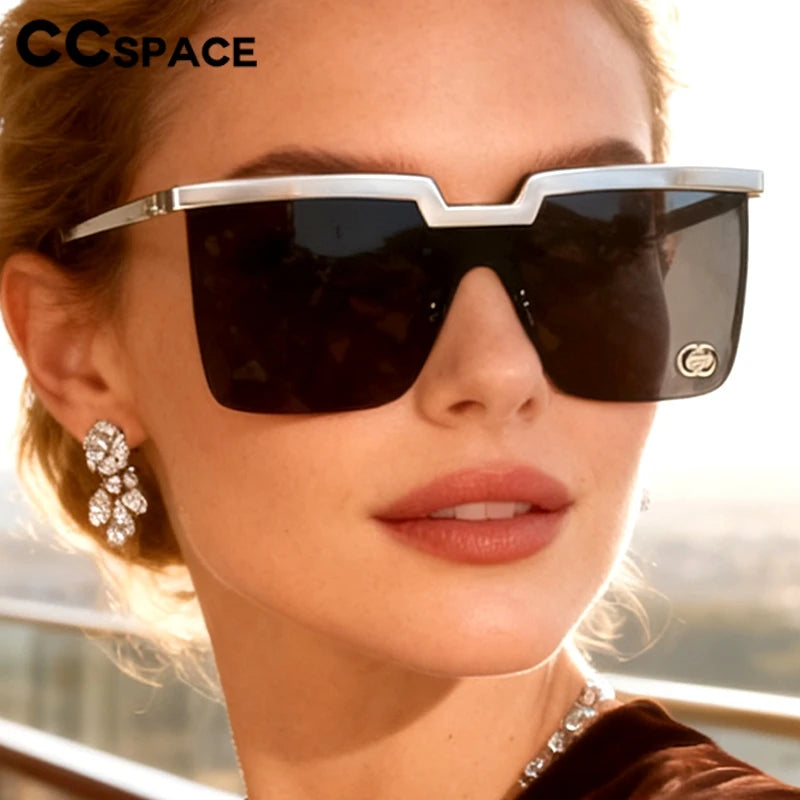 Rimless Sunglasses Rectangle Fashion Popular Women Shades Large Square Sun Glasses For Female Male Summer Traveling Oculos