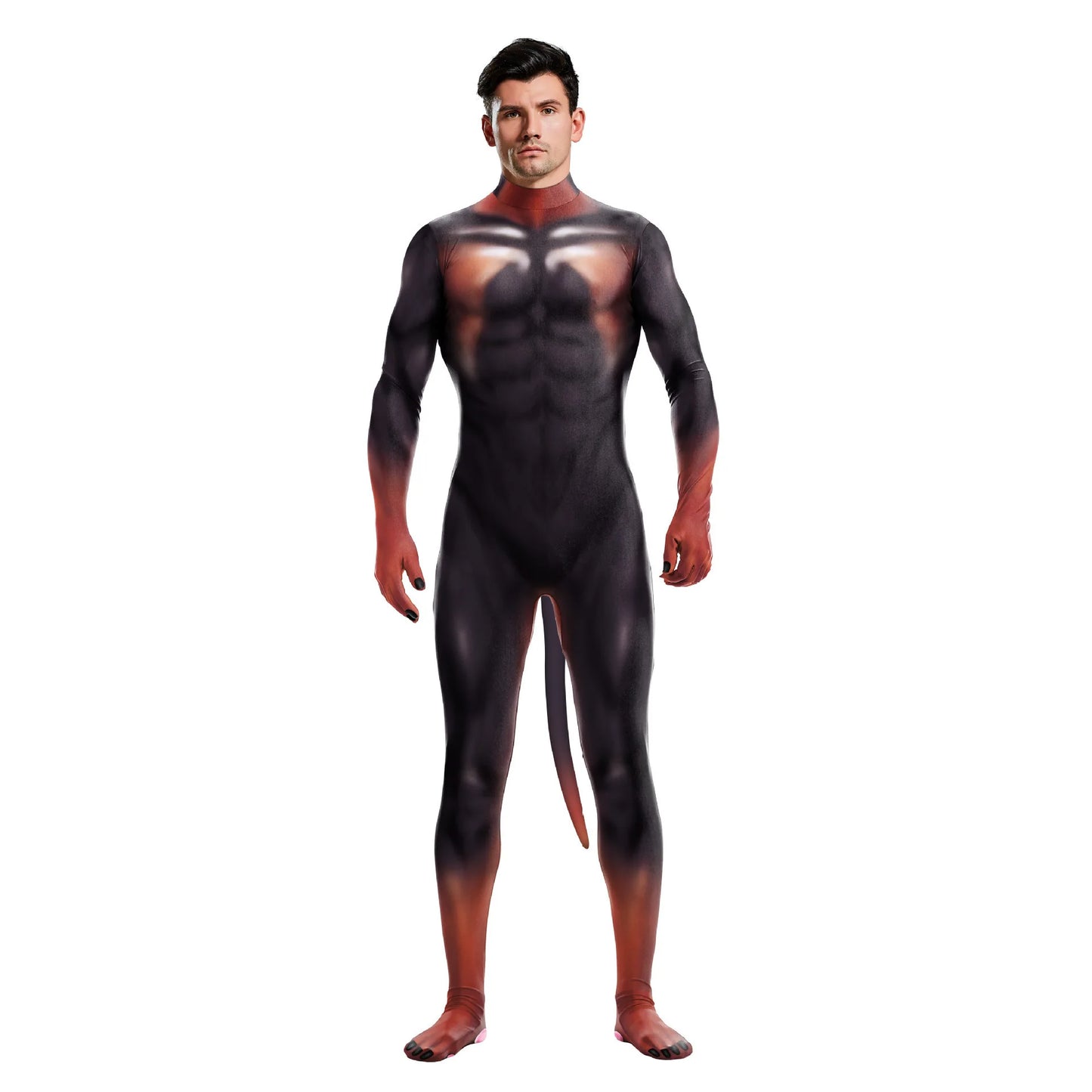 Halloween Costume  Adult Mens Wild Animal Cosplay Costume Full Cover 3D Print Beast Petsuit Jumpsuit Bodysuit Tail