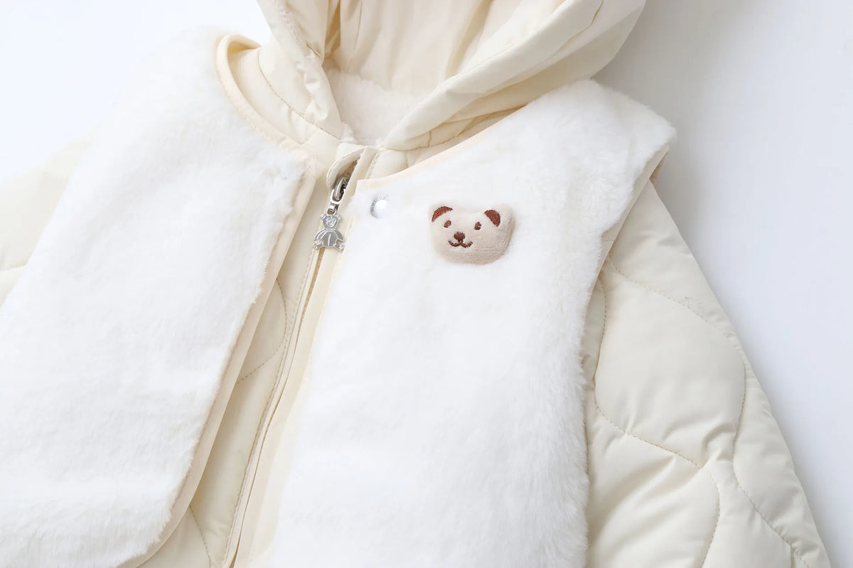 Winter 0-2Y Baby Clothes Thicken Fleece Boys Rompers Toddler Boys Jumpsuits Warm Fur Lining Footies And Vest 2 Pcs Snowsuit