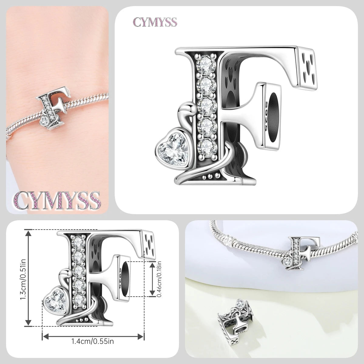 2026 New 925 Sterling Silver Zircon Scroll Grass Pattern 26 Letter Bead Charms for Women Fit DIY Bracelet Necklace Jewelry Gift