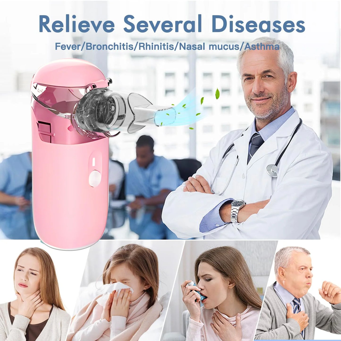 Best Portable Medical Nebulizer For Asthma Inhaler Ultrasonic Spray Handheld Mesh Nebulizer Machine For Adult Kid With USB