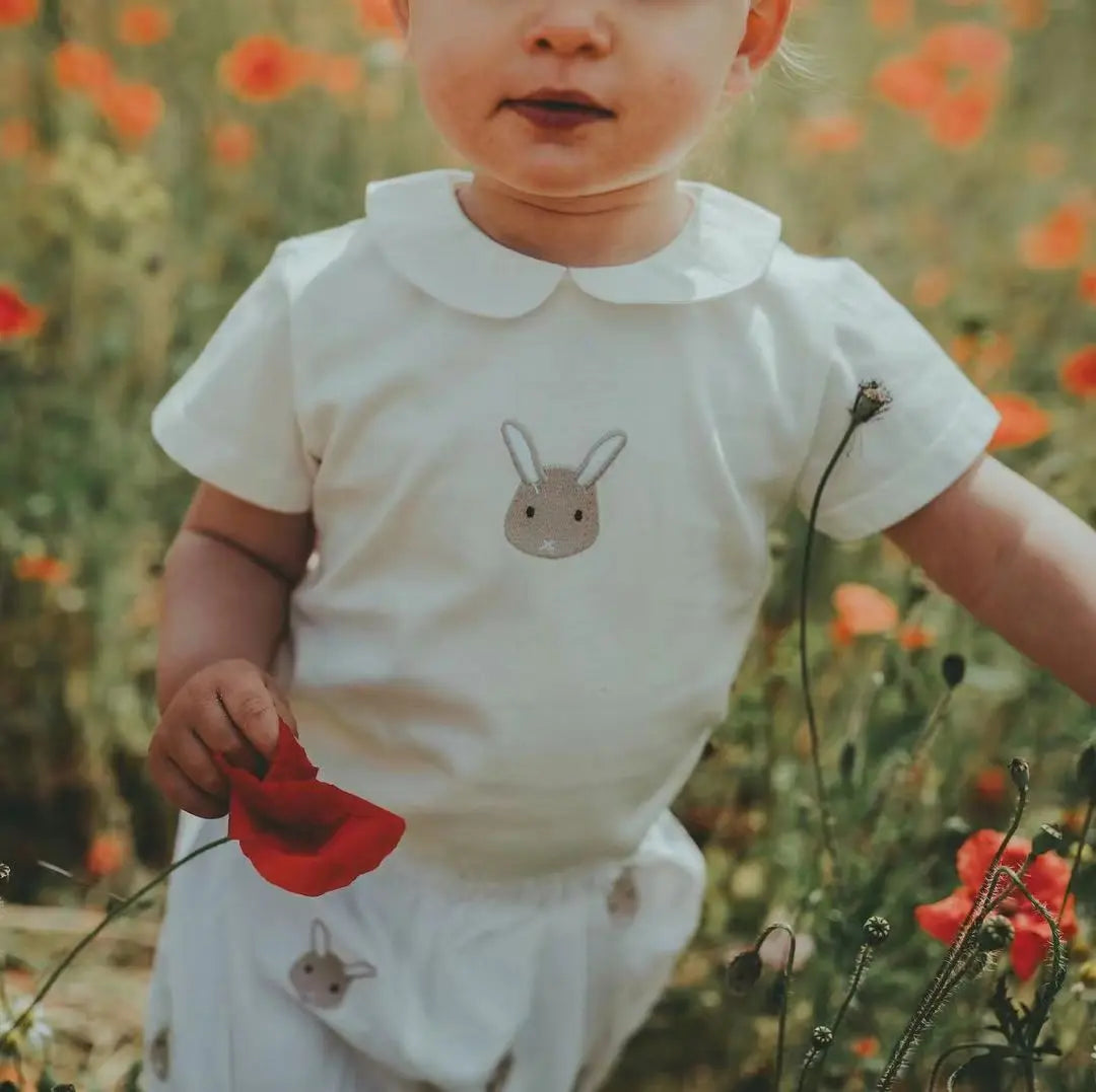 Summer Baby Set Long-sleeved Romper Top Shorts Pure Handmade Embroidered Cartoon Animals High-quality Fabric Physical Texture