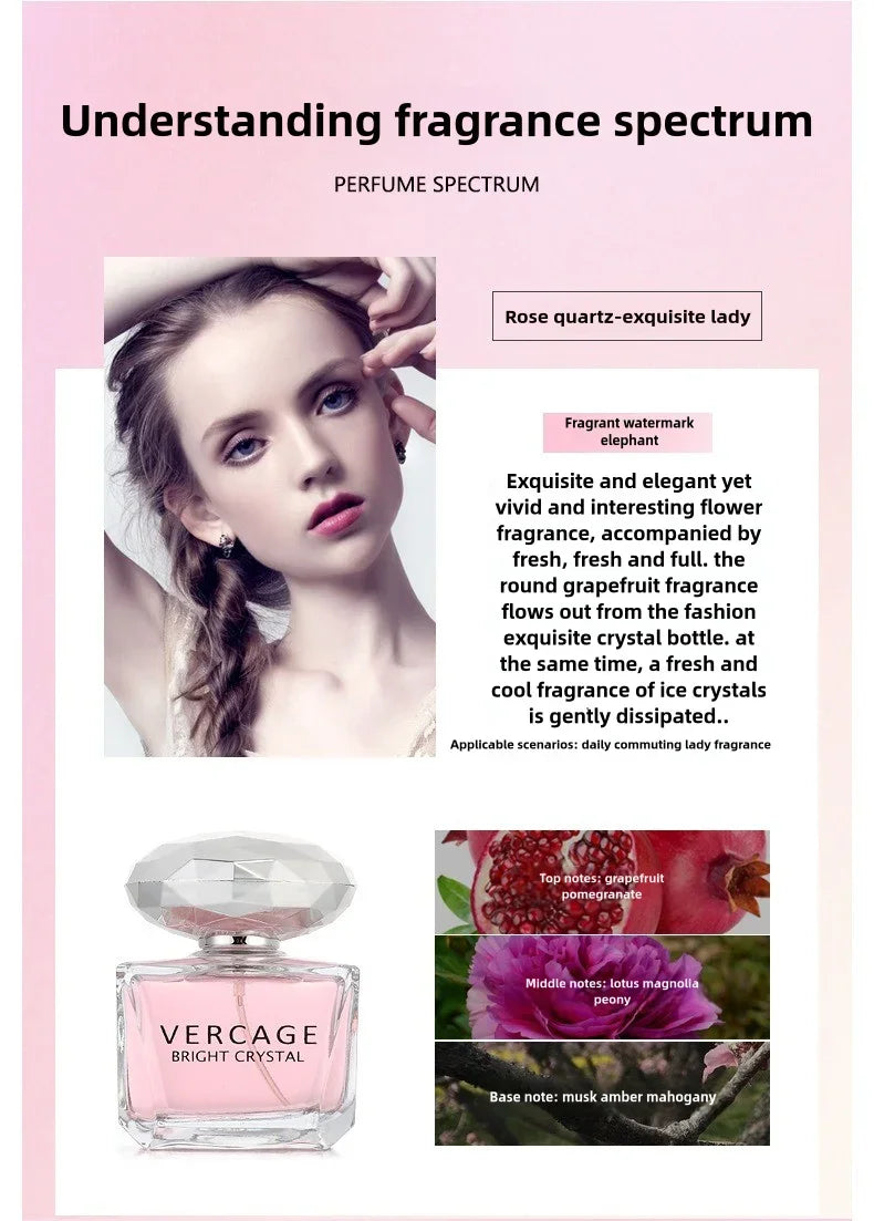 Osmanthus, Peony and Pomegranate Fragrance Perfume for Women - Crystal Diamond Series, Light and Elegant Scent parfum 50ml