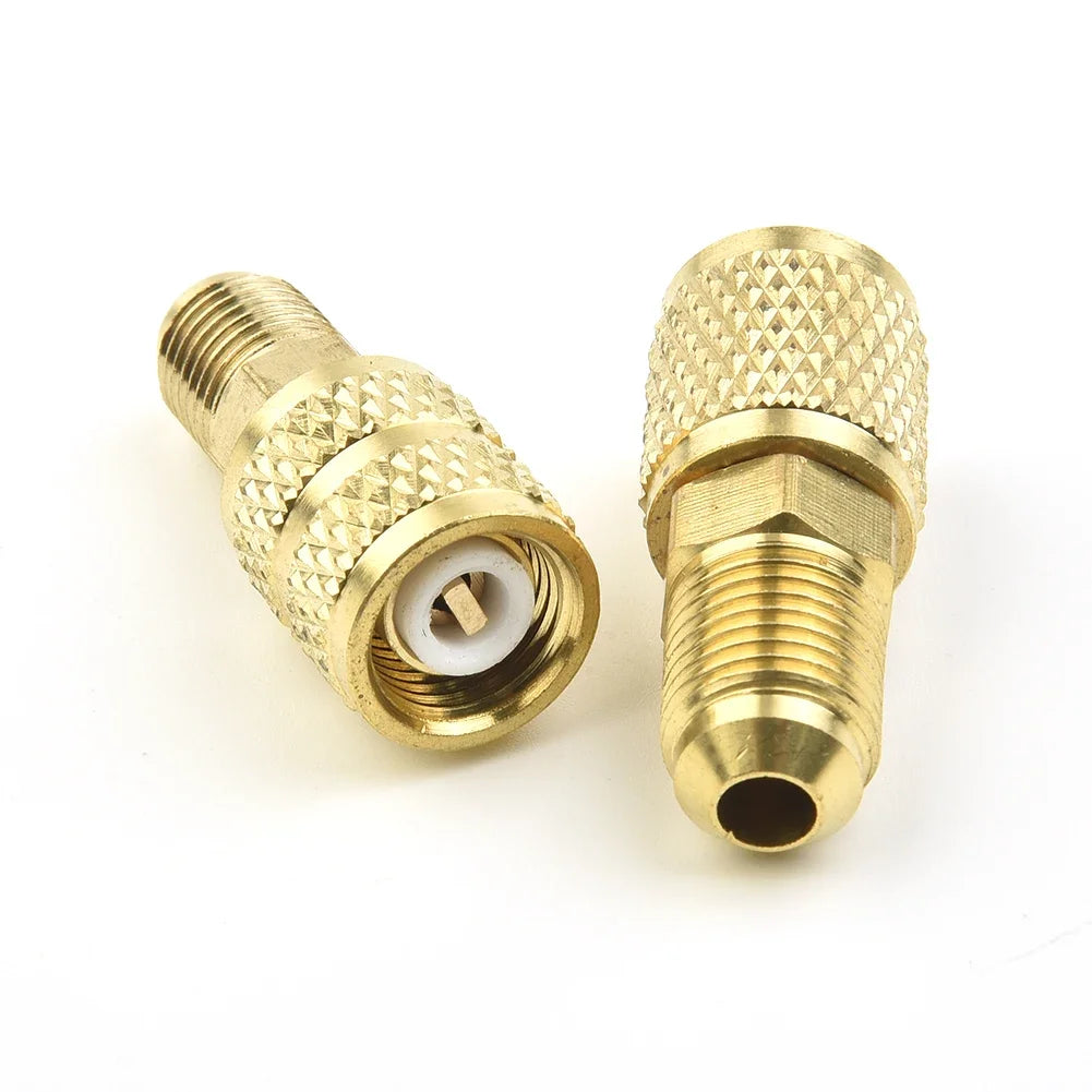 2x Female/Male 5/16" SAE Male/Female 1/4" SAE For R410 R32 R22 Liquid Safety Valve Air Conditioning Refrigerant Repair Fluoride