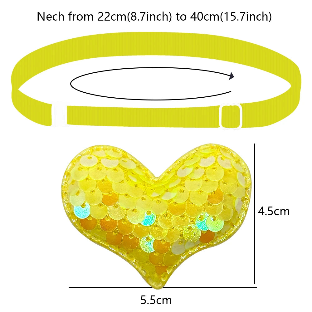 50/100pcs Valentine's Day Small Dog Cat Bowties Collar Heart Style Bling Bow Tie Dog Bows Accessories Pet Cat Grooming Supplies