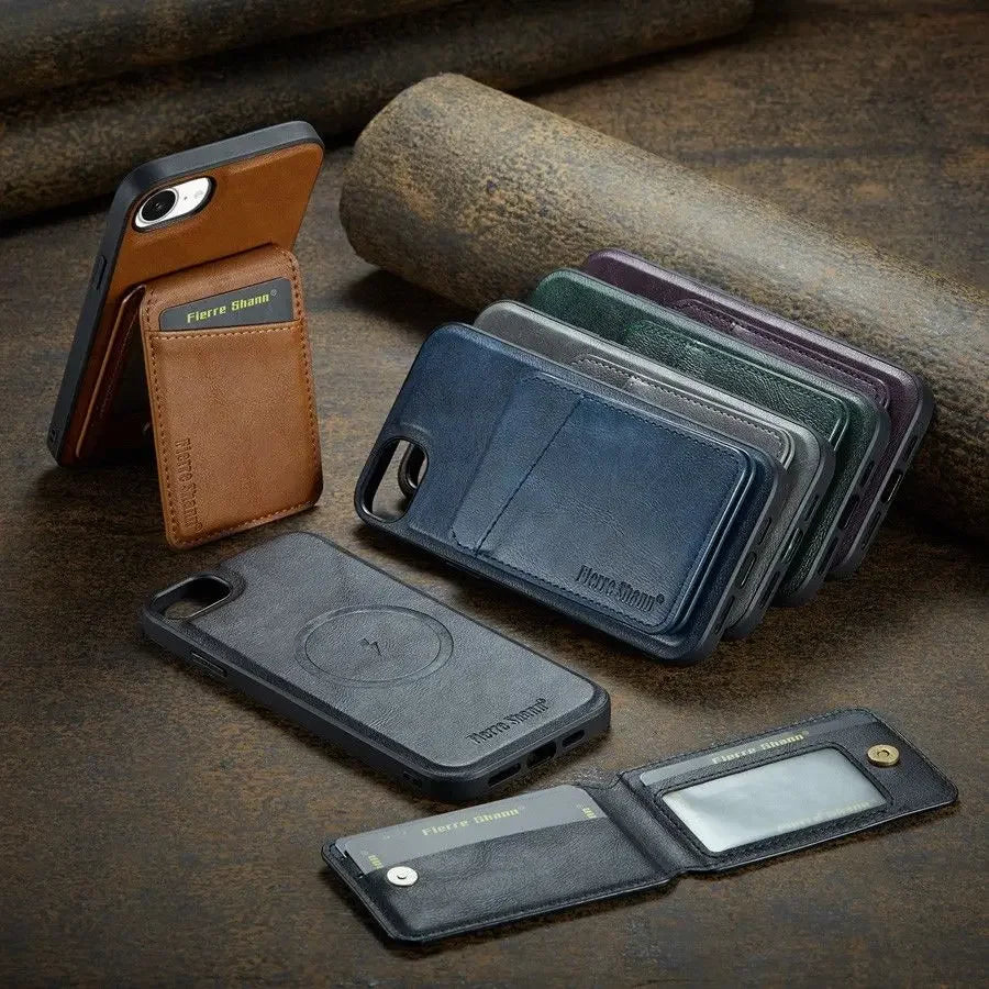 Magnetic Detachable Leather Wallet Phone Stand Case Wireless Charge Cover for iPhone  18 17Air 11 12 13 14 Plus 15 16 17 Pro Max
