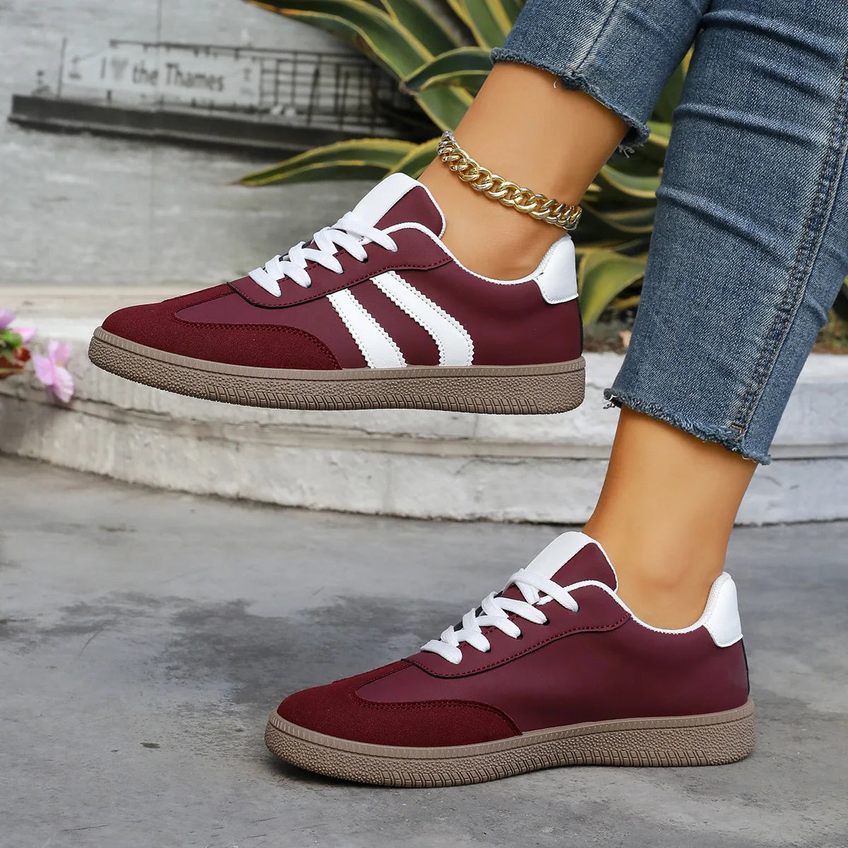 Spring Autumn Platform Sneakers Women Fashion Mixed Colors Lace-Up Sport Shoes Woman Comfortable Non Slip Flat Trainers Female
