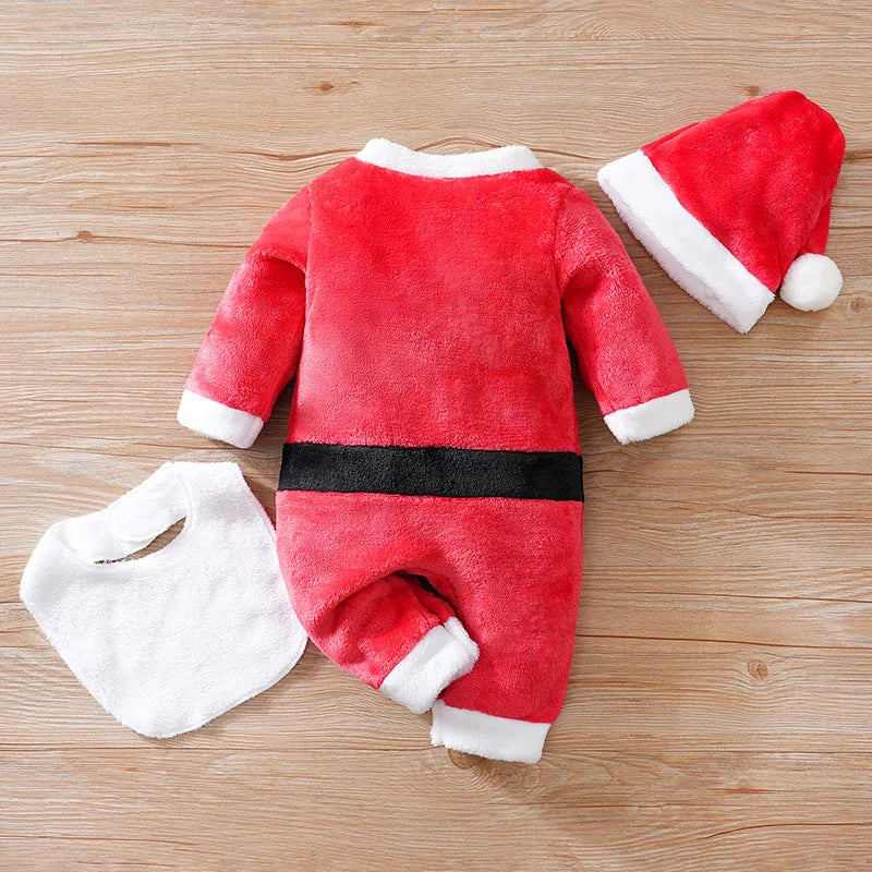 Newborn Baby Romper 3pcs Winter Christmas red Clothes + Hat comfort long sleeve Unisex Baby Bodysuits 0-18M Boy Girl Clothes