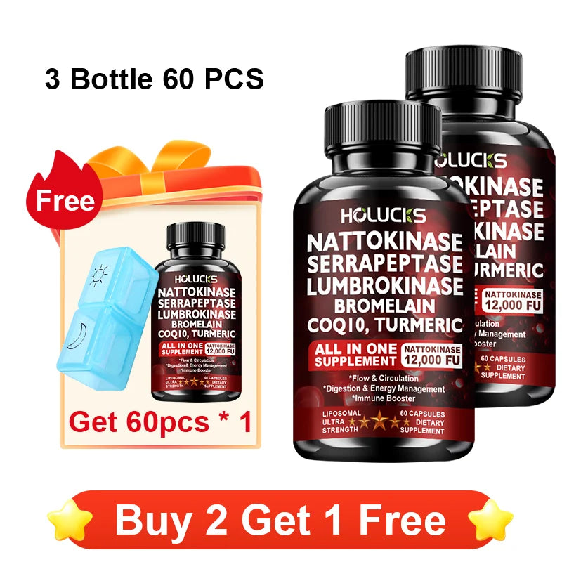 Liposomal Enzyme Blend Capsules Nattokinase Vitamin C B6 Magnesium, Support  Vascular, Enhance Digestion & Circulation  Health