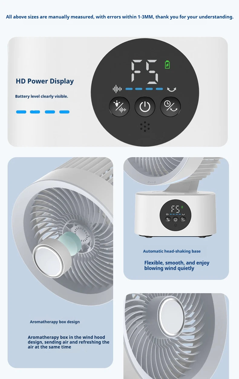 2026 New Upgrade Portable Rechargeable USB Wall Hanging Fan Remote Control Folding Shaking Head Fan With Nightlight Air