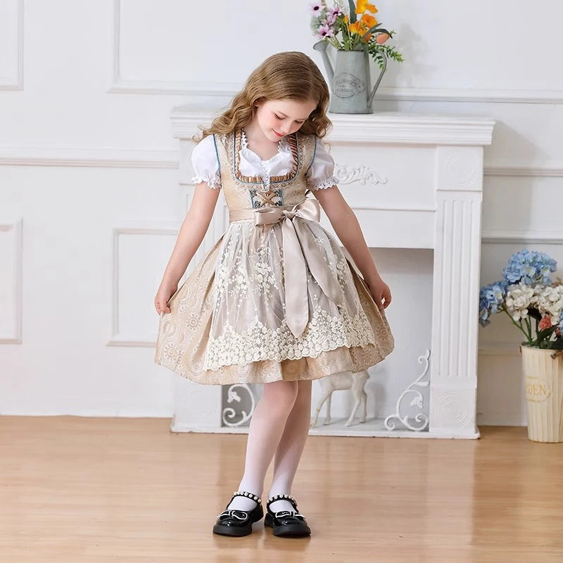 Girls Halloween Costume Bavaria Children's Clothing German Oktoberfest Munich Farm Pastoral Dress Flower Girl Outfit