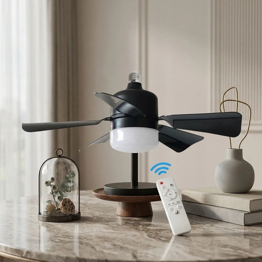Remote Control Socket Fan Light With Dimmable LED And 3 Speeds For Small Spaces Bedrooms Kitchens Easy Installation