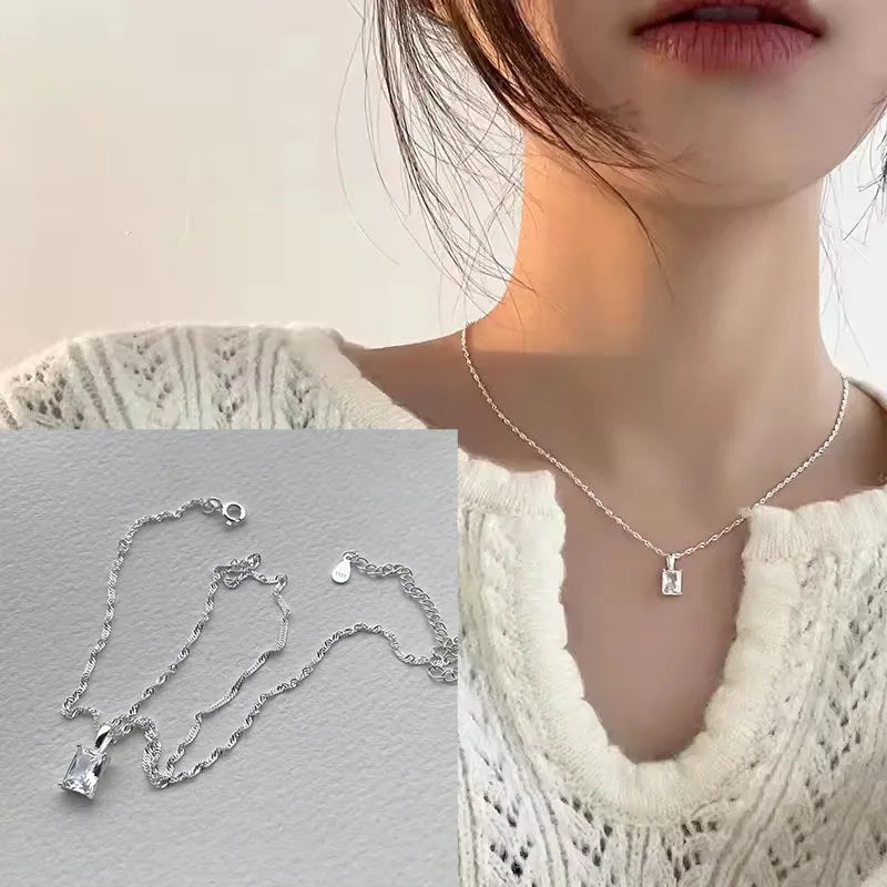VENTFILLE  925 Sterling Silver Black Agate Necklace for Women Girl Snake Bone Chain Water Drop Jewelry Gift Dropshipping