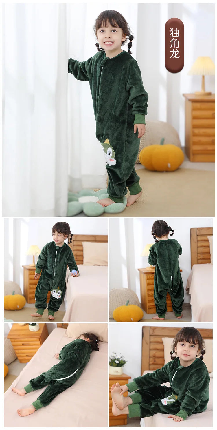 Kids Animal Dinosaur Kigurumi Costume Cosplay Cartoon Jumpsuit for Children Halloween Christmas Girls Boys Hooded Pajamas Onesie