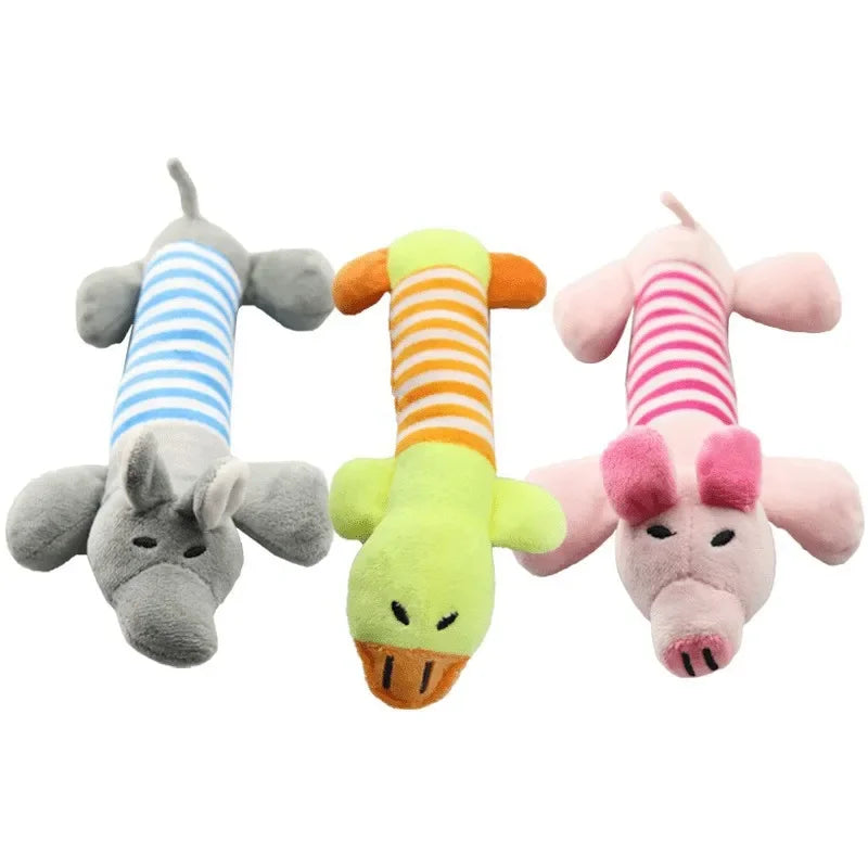 Pet Dogs, Cats, Plush Cartoon Embroidery, Bite Resistant and Stress Relieving, Ducks, Pigs, Elephants, Cute Vocalizations Toys