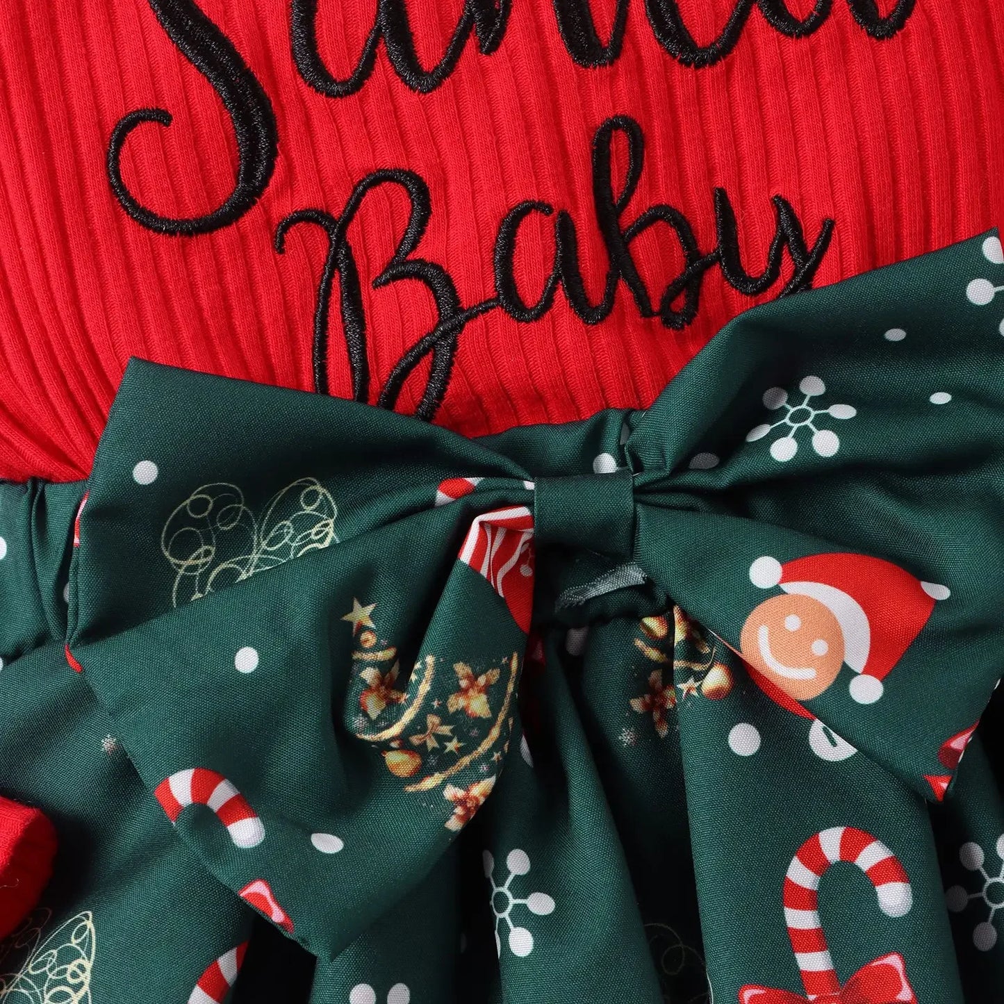 Ceeniu Baby Christmas Bodysuit Dress For Girls Green Santa Claus Letter Rompers Infants Onesies My First New Year Costume Baby