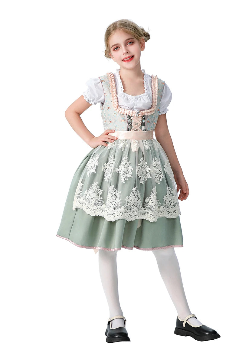Girls Halloween Costume Bavaria Children's Clothing German Oktoberfest Munich Farm Pastoral Dress Flower Girl Outfit