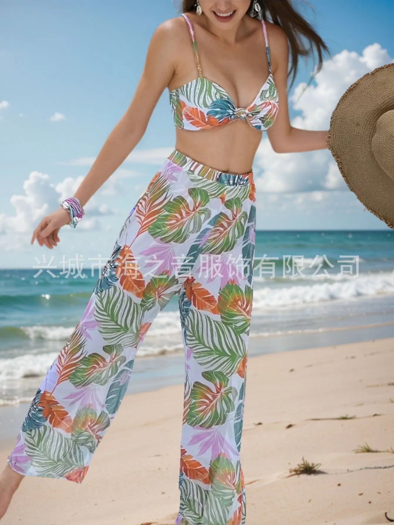 New Swimwear Sexy Bikini Mesh Trousers Three-piece Split Women's Swimsuit