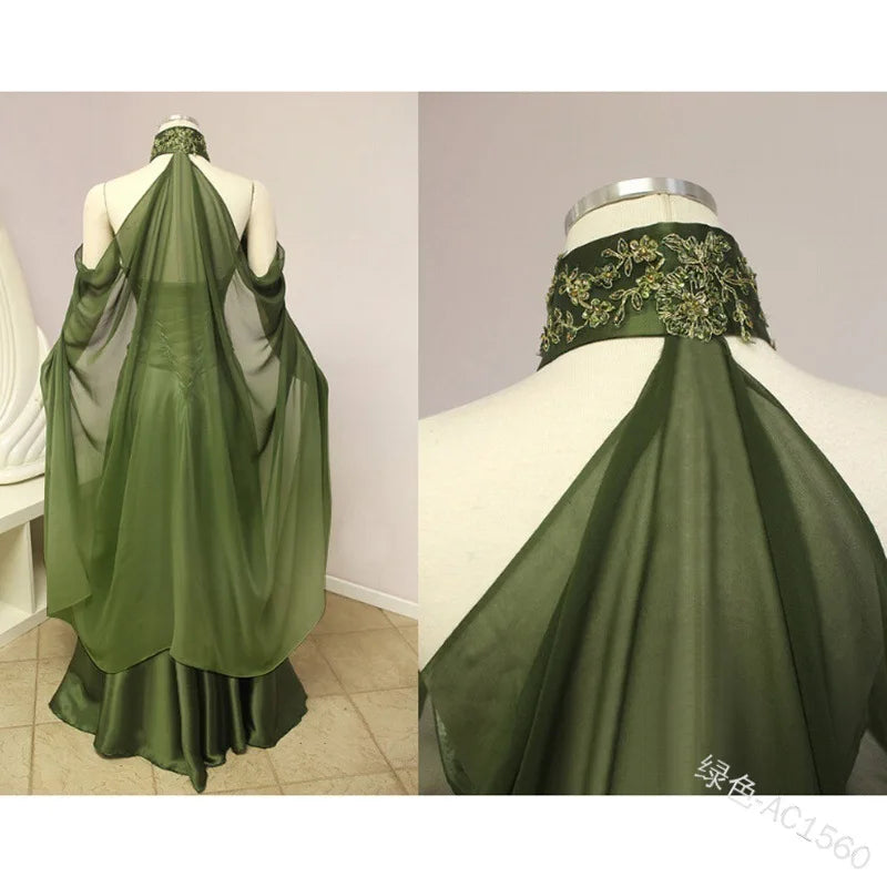 Halloween Costume Women Shawl Cape Cloak Medieval Neck Cape Shawl Cosplay Princess Witch Bride Party Chiffon Light Coat Robe