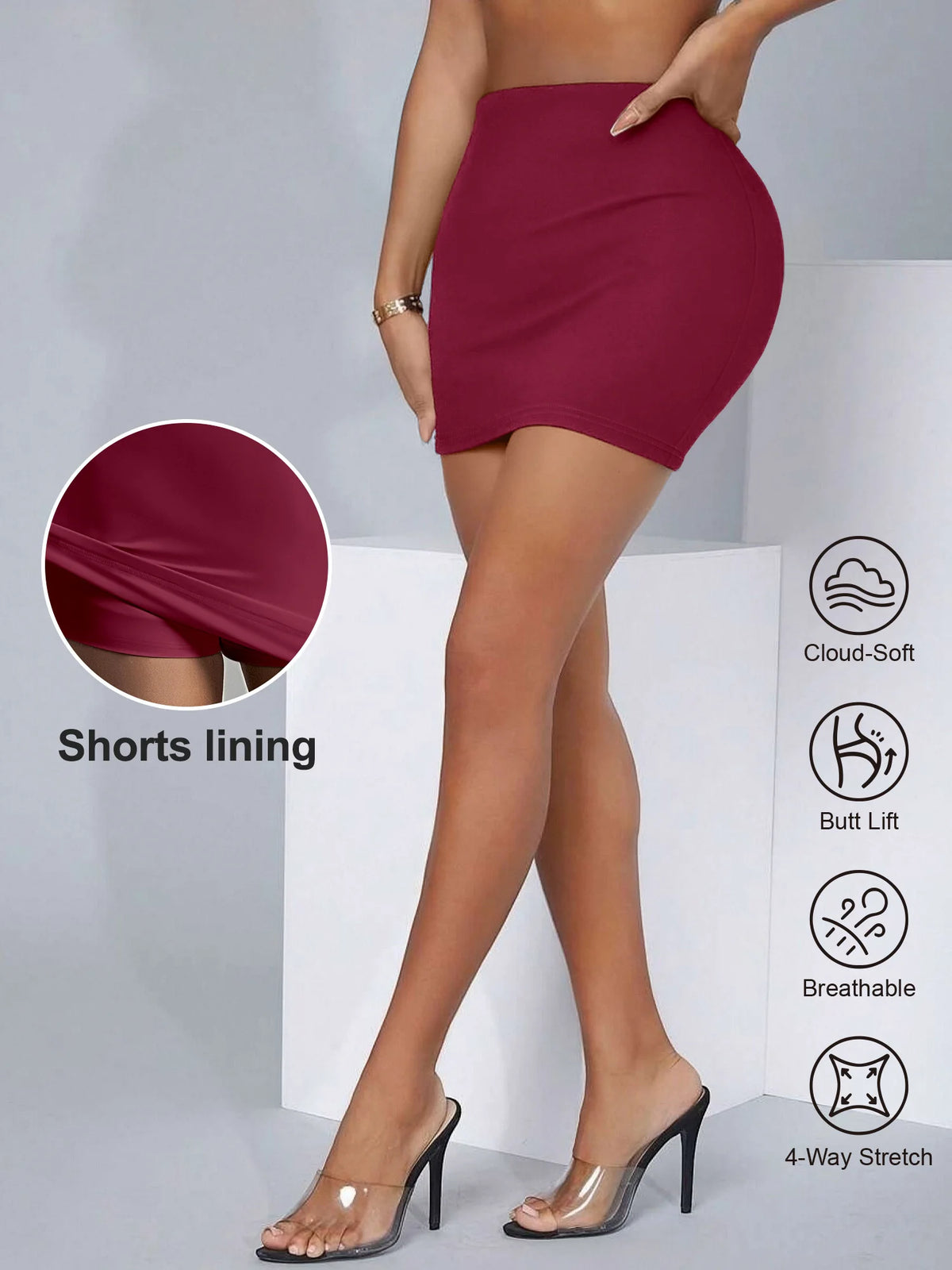 Multi Color Options High Waist Skort Women Slim Bodycon Mini Skirt Built-in Anti Exposure Safety Shorts