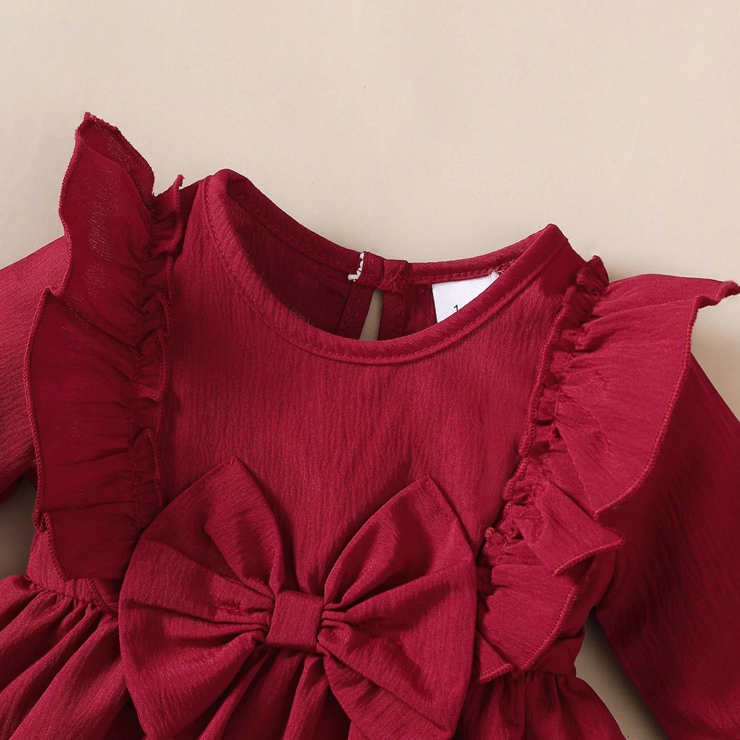 Baby girl Autumn Dress Ruffled Edges and Bow, Long sleeved Dress+Headband for 0-18 Months Cute Baby girl Holiday Party Costume