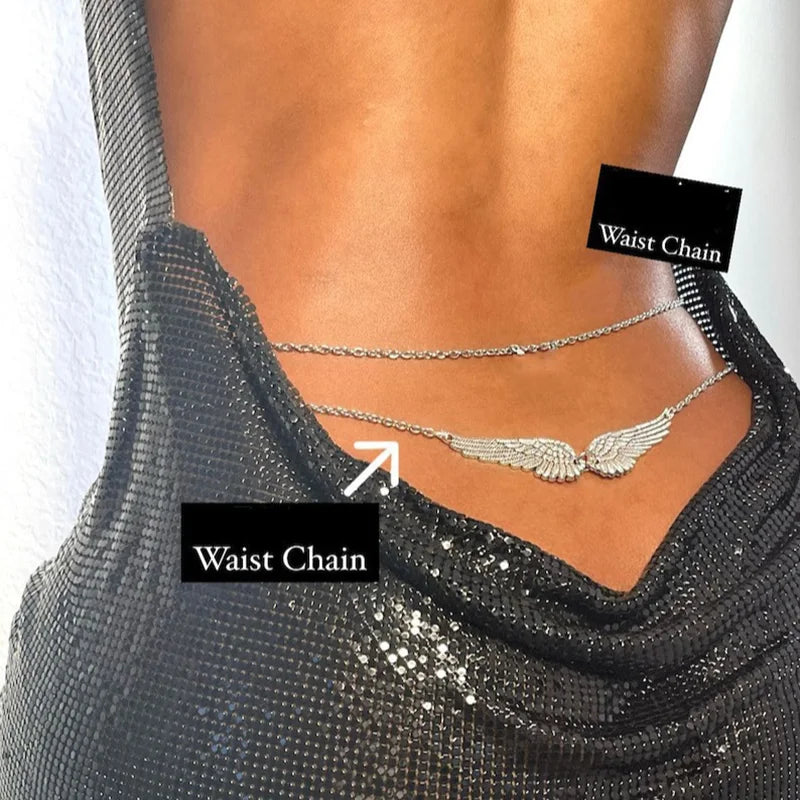 Sexy Fashion Waist Chain for Women New Charm Double Layer Wings Angel Body Chain Bikini Summer Beach Accessory Jewelry Gift