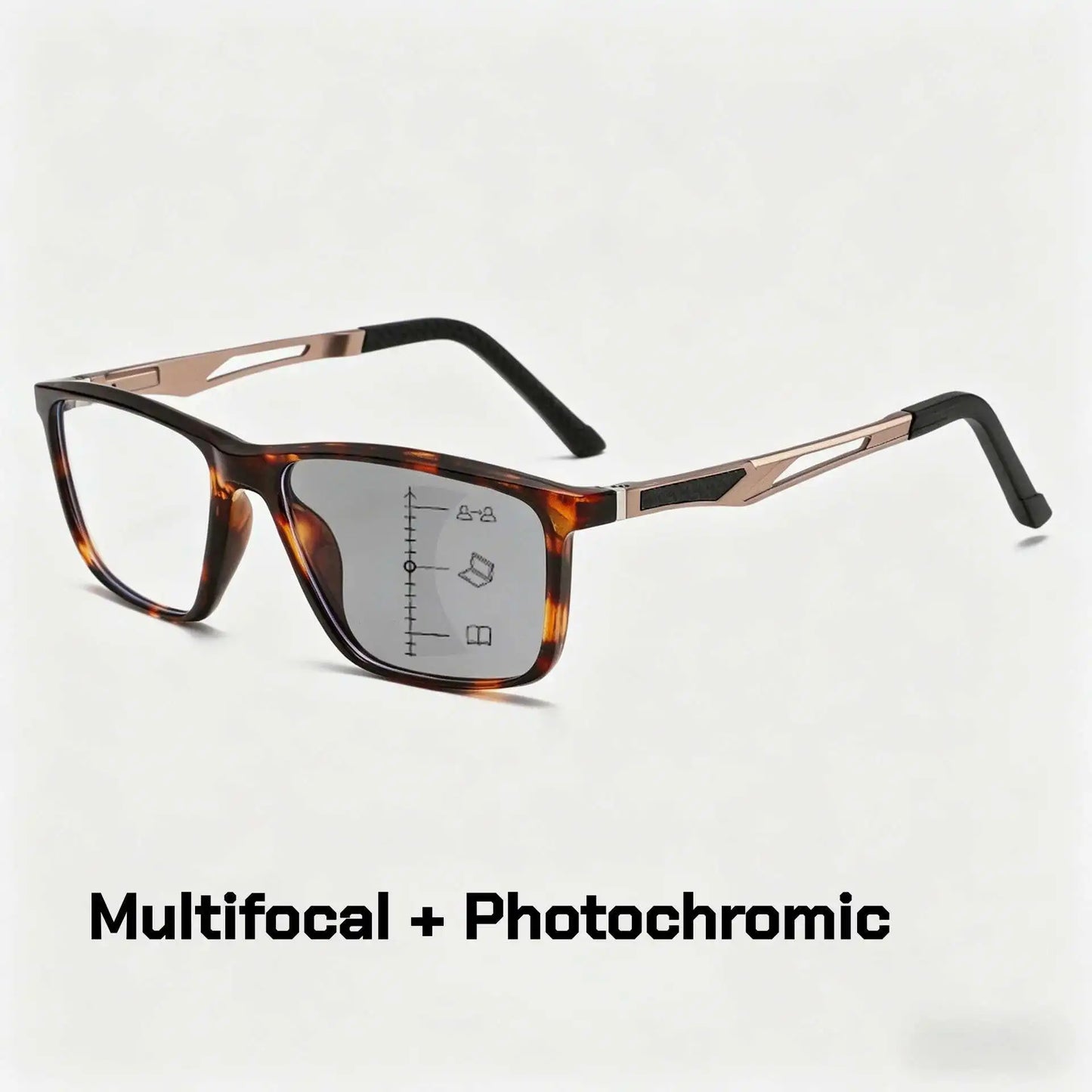 New Multifocal Photochromic Reading Glasses Unisex Ultra-Lightweight TR90 Bifocal Presbyopia Eyewear with Plus Diopter 0 To +4.0