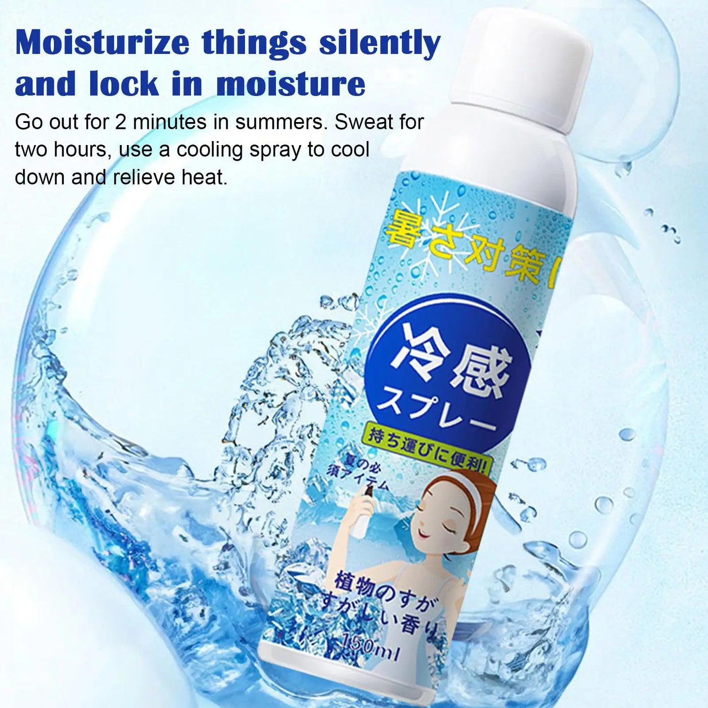 Cooling Spray 150ml Instant Refreshing Body Mist for Hot Weather Natural Cooling Mist for Outdoor Sports Camping Heat Relief