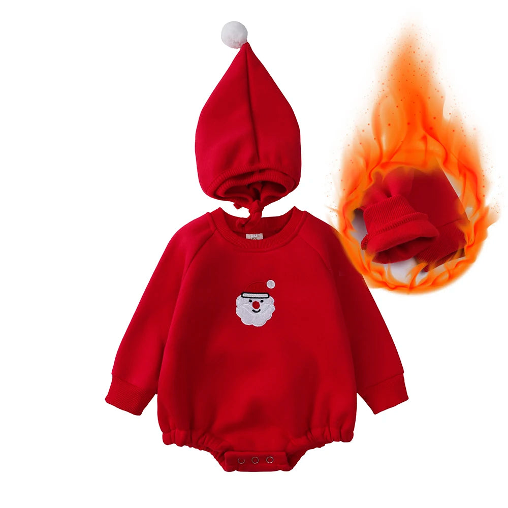 Fashion Baby Romper with Hat Warm Newborn Infant Jumpsuits Boy Girl Embroidery Fleece Cotton Bodysuit for 0-24M Cute Clothes
