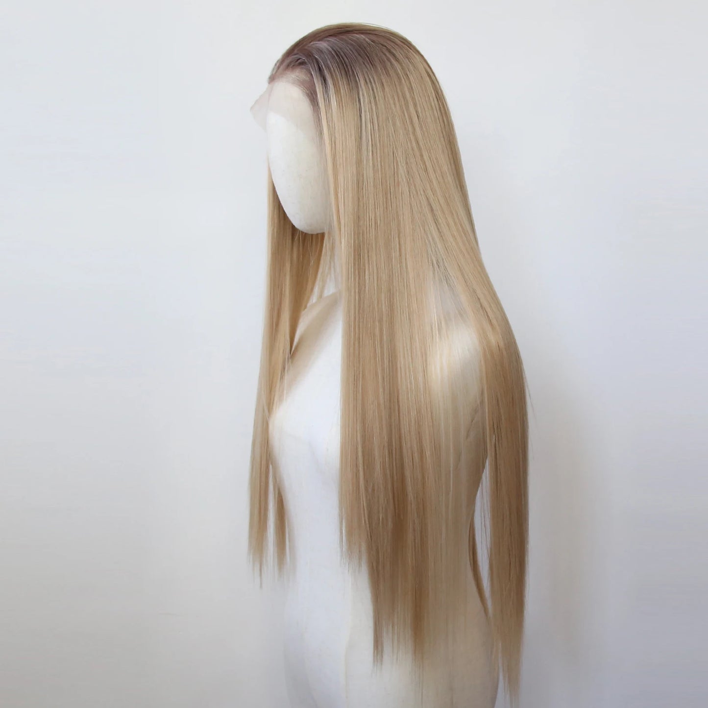 Ombre Honey Blonde Wig Synthetic Lace Front Wig Long Straight Lace Front Synthetic Wig Pre Plucked Heat Resistant Fiber Hair