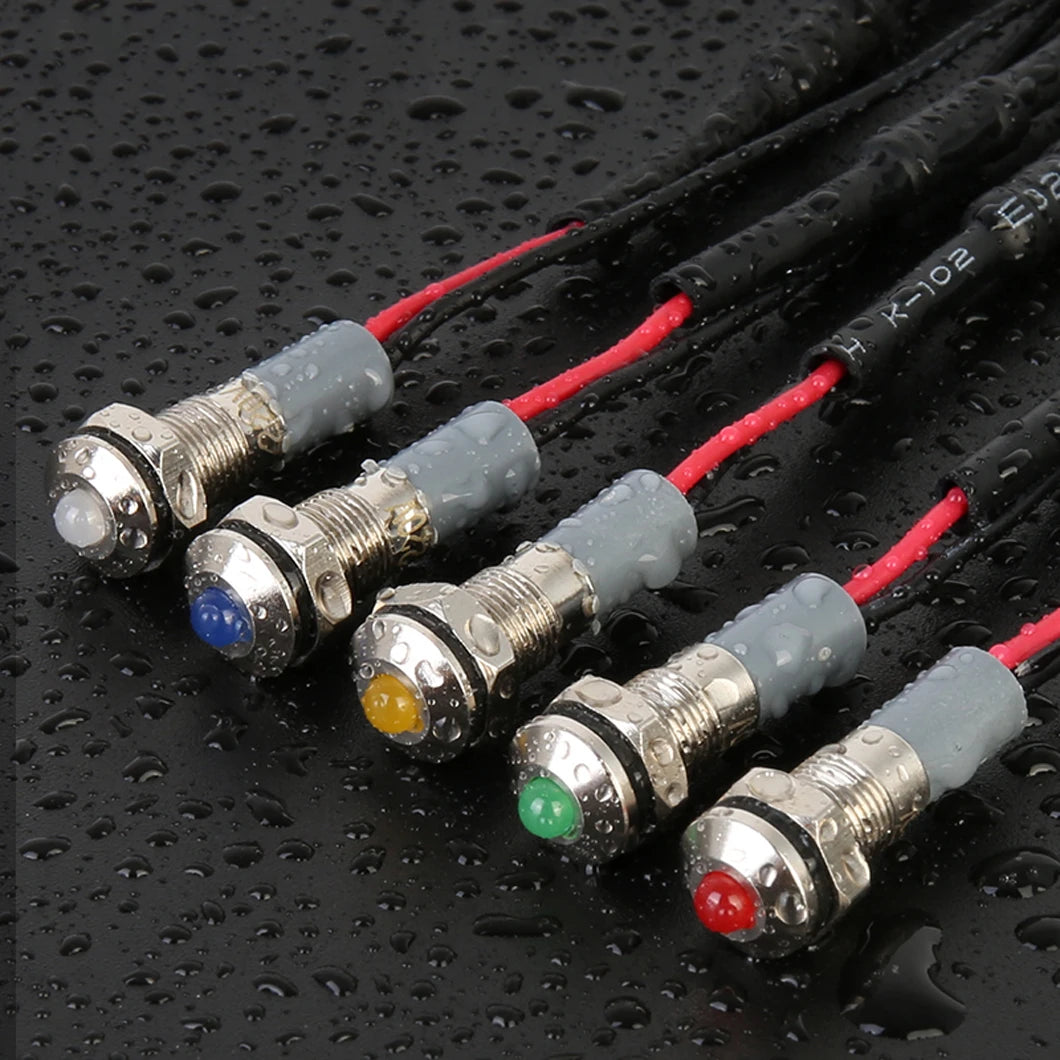 ABILKEEN 20PCS 6MM Mini Industrial Signal Indicator Light 3-6V 12-24V 110V 220V  IP65 Waterproof Metal Pilot Light