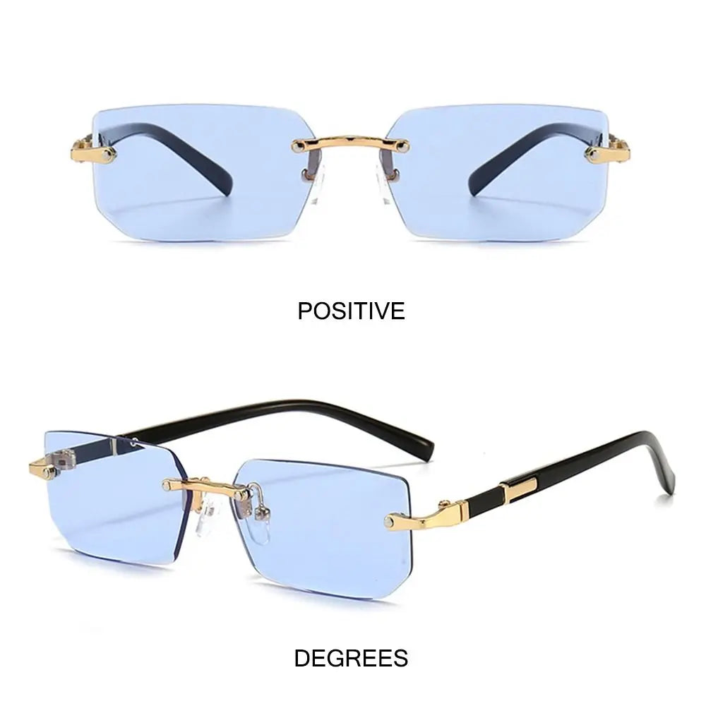 Trendy Rimless Sunglasses for Women Men Rectangle Fashion Shades Small Square UV400 Sun Glasses For Female Male Traveling Oculos