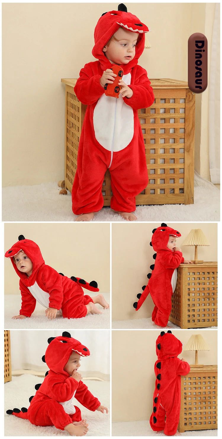 0 to 4 Years Baby Pajamas Winter Cartoon Sleeping Clothes Boys Dinosaur Pijamas Onesies Girls Clothes Toddler Night Bodysuits