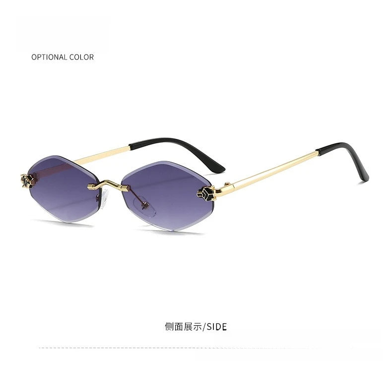 Popular Fashion Women Men Shades Rhombus Sun Glasses Female Male Summer Traveling UV400 Rimless Sunglasses Lentes De Sol Mujer