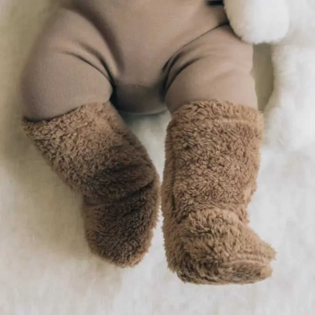Winter New Baby Fleece Padded Socks Warm Thicken Toddler Girls Floor Socks Cartoon Embroidery Infant Sock Sleeves