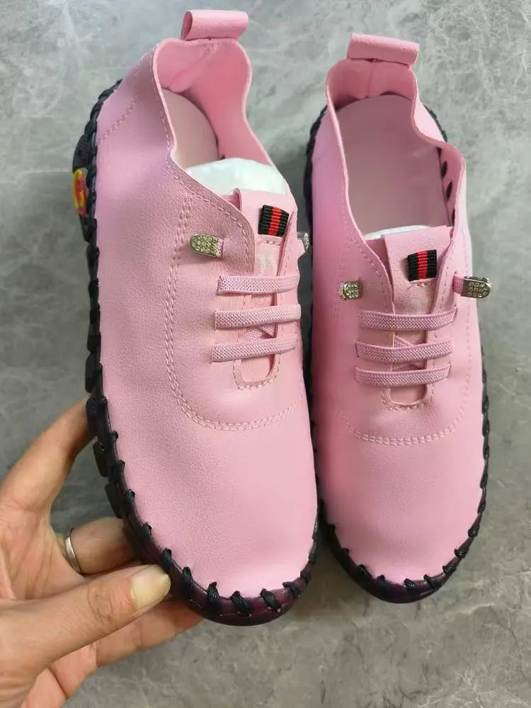 Casual Hand Sewn Women's Single Shoes Soft Bottom Cow Tendon Autumn New Style Comfortable Breathable Wear Resistant Mom Shoes