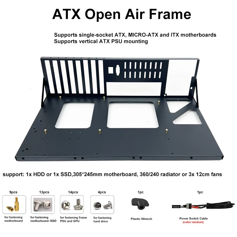 DIY PC Test Bench Open Chassis Rack for ATX/M-ATX/ITX Motherboards Solid Open Air Simple Rack DIY Computer Case Easy to Assemble